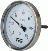 Thermomètre Bi-Métallique à cadran Tout Inox Axial D.100 Plongeur 100 mm