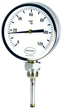 Thermomètre Bi-Métallique à cadran Tout Inox Vertical D.100 Plongeur 100  mm, Thermomètres Bi-métalli