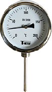 Thermomètre Bi-Métallique à cadran Tout Inox Vertical D.100 Plongeur 77 mm